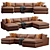 Versatile 3-Piece U-Shaped Sectional 3D model small image 4