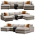 Versatile 3-Piece U-Shaped Sectional 3D model small image 5