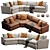 Modern Deep Velvet Sectional Sofa 3D model small image 1