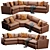 Modern Deep Velvet Sectional Sofa 3D model small image 4