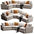 Modern Deep Velvet Sectional Sofa 3D model small image 5