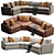 Modern Deep Velvet Sectional Sofa 3D model small image 7