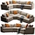 Modern Deep Velvet Sectional Sofa 3D model small image 8