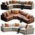 Modern Deep Velvet Sectional Sofa 3D model small image 9