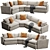 Modern Deep Velvet Sectional Sofa 3D model small image 11