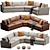 Versatile Velvet Lounge Sofa 3D model small image 1