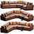 Versatile Velvet Lounge Sofa 3D model small image 2