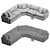 Versatile Velvet Lounge Sofa 3D model small image 5