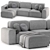 Parma Corner Modular Sofa 3800mm 3D model small image 5