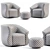 Modern Swivel Chairs Set 3D model small image 7