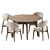  Stylish Dining Set with Chairs 3D model small image 3