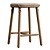 Oak Linen Counter Stool Aesthetic 3D model small image 1