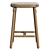 Oak Linen Counter Stool Aesthetic 3D model small image 3