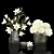 White Blossom Collection in Glass Vase 3D model small image 5