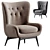 Luxurious Karpen Shearling Wingback Chairs 3D model small image 2