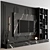 Sleek Black TV Wall Set 3D model small image 1