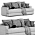 Contemporary Viola Fabric Sofa 3D model small image 5