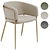 Modern Beige Chenille Chair with Gold Finish 3D model small image 2