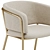 Modern Beige Chenille Chair with Gold Finish 3D model small image 5