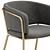 Modern Beige Chenille Chair with Gold Finish 3D model small image 6