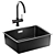 Modern Black Kitchen Sink Set 3D model small image 4