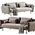 Elegant Twils Harold 3-Seater Sofa 3D model small image 1