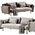 Elegant Twils Harold 3-Seater Sofa 3D model small image 3