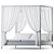 Elegant White 2-Seat Canopy Daybed 3D model small image 1