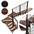 Steel Loft Staircase with Winders 3D model small image 1