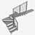 Steel Loft Staircase with Winders 3D model small image 6