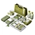 Green Kitchen Decor Set, Modular Design (Corona/Vray) 3D model small image 3