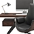 Gray Leather High Back Desk Chair 3D model small image 4