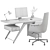 Gray Leather High Back Desk Chair 3D model small image 5