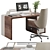 Gray Leather High-Back Desk Chair 3D model small image 1