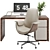 Gray Leather High-Back Desk Chair 3D model small image 2