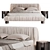 Ivory Velvet Upholstered Queen Bed 3D model small image 2