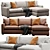 Modular Velvet Sectional Sofa 3D model small image 1