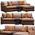 Modular Velvet Sectional Sofa 3D model small image 2