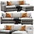 Modular Velvet Sectional Sofa 3D model small image 3