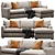 Modular Velvet Sectional Sofa 3D model small image 4