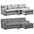 Modular Velvet Sectional Sofa 3D model small image 5