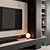 Black & Beige TV Wall Set 3D model small image 5