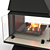 Modern Steel Fireplace with Marble 3D model small image 3