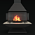 Modern Steel Fireplace with Marble 3D model small image 4