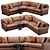 Elegant Axis Velvet Sofa 3D model small image 3