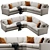 Elegant Axis Velvet Sofa 3D model small image 4