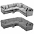 Elegant Axis Velvet Sofa 3D model small image 6