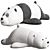 Slumbering Panda Plush Toy 3D model small image 1