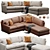 Versatile Axis Sofa, Customizable Velvet/Leather 3D model small image 1