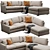 Versatile Axis Sofa, Customizable Velvet/Leather 3D model small image 2